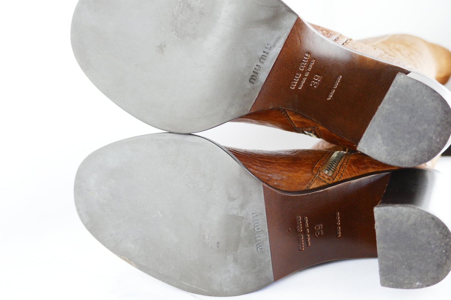 BUUTS MiuMiu Overknees Leder cognac 118004-13