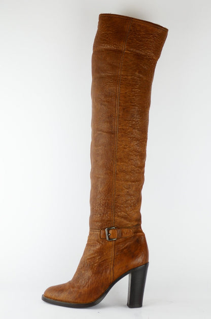 BUUTS MiuMiu Overknees Leder cognac 118004-1