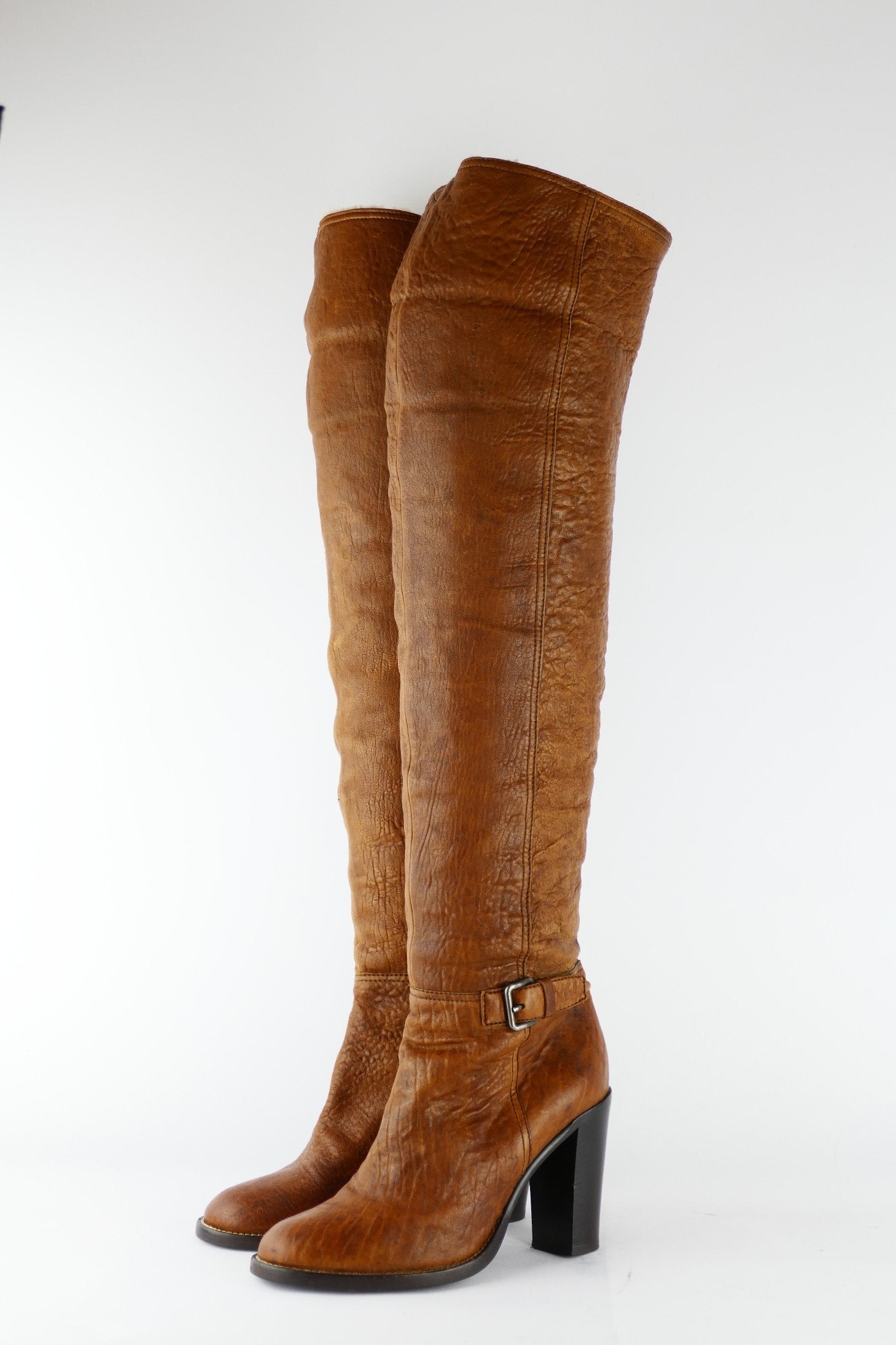 BUUTS MiuMiu Overknees Leder cognac 118004-2