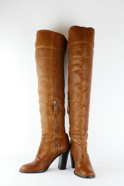 BUUTS MiuMiu Overknees Leder cognac 118004-5