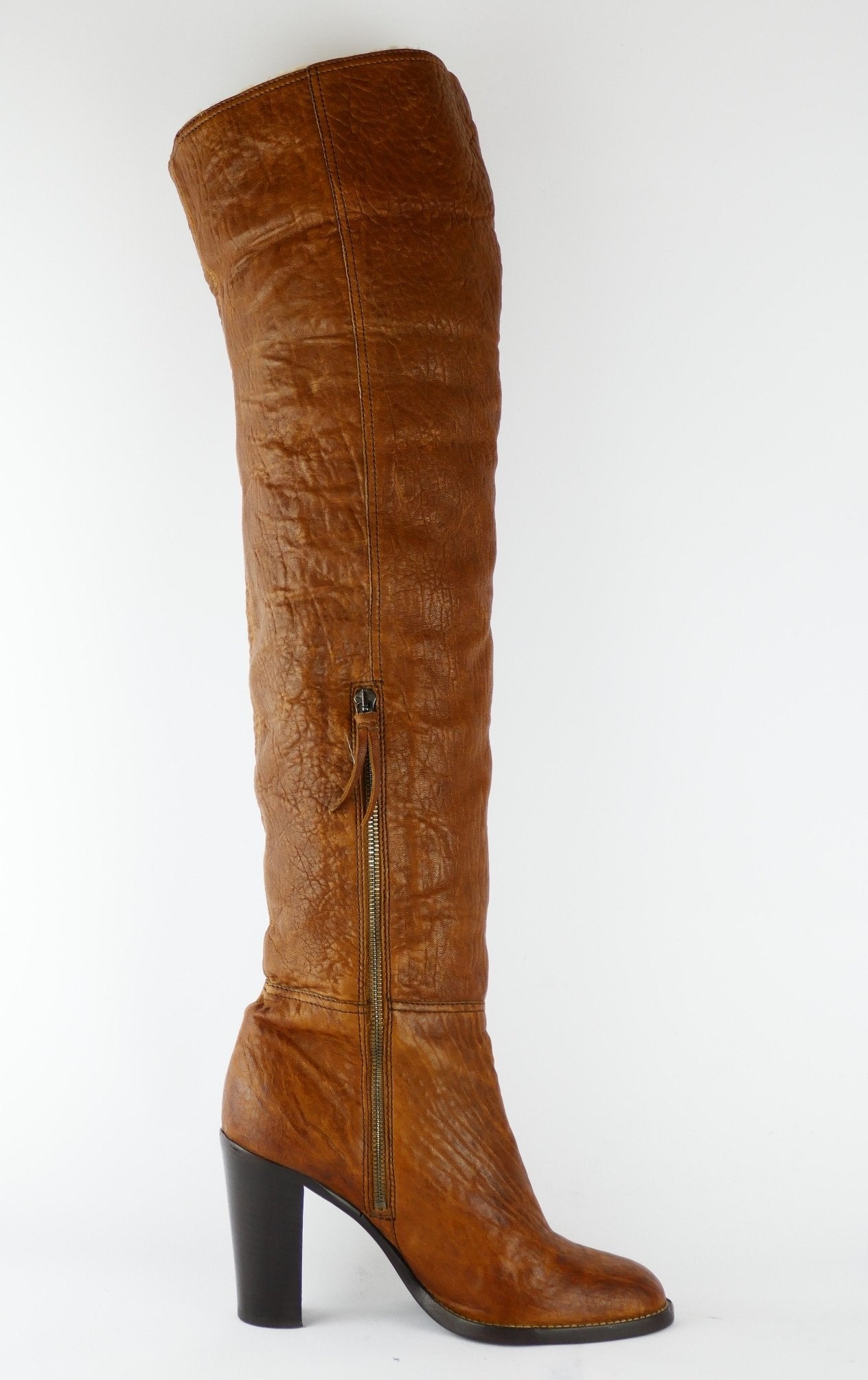 BUUTS MiuMiu Overknees Leder cognac 118004-6