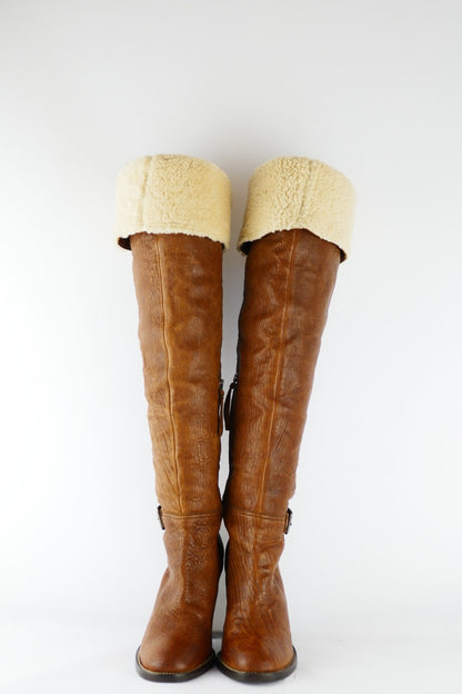 BUUTS MiuMiu Overknees Leder cognac 118004-7