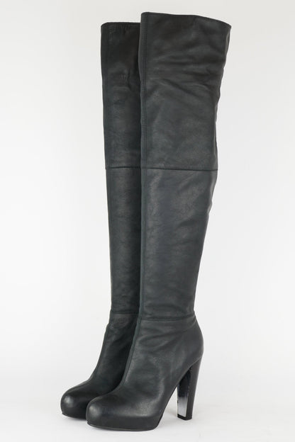 BUUTS Stefanel Overknees Leder schwarz 118019-2
