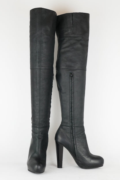 BUUTS Stefanel Overknees Leder schwarz 118019-6