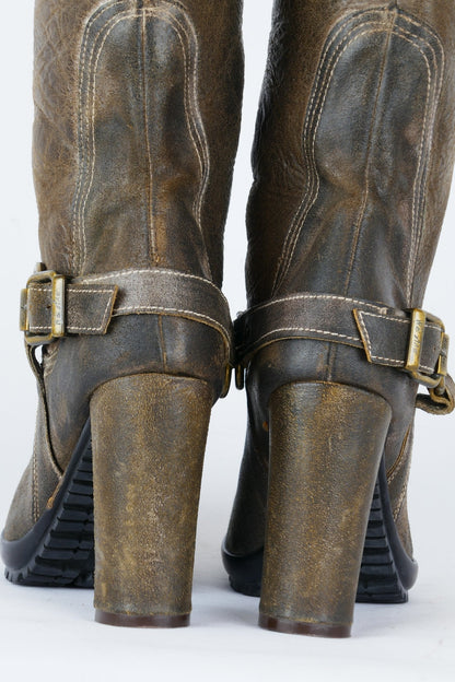 BUUTS We are Stiefel Leder oliv 118036-7