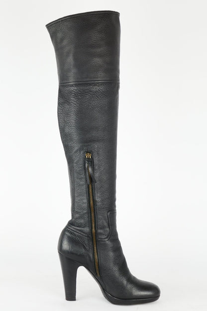 BUUTS MiuMiu Hohe Stiefel Leder schwarz 118046-3