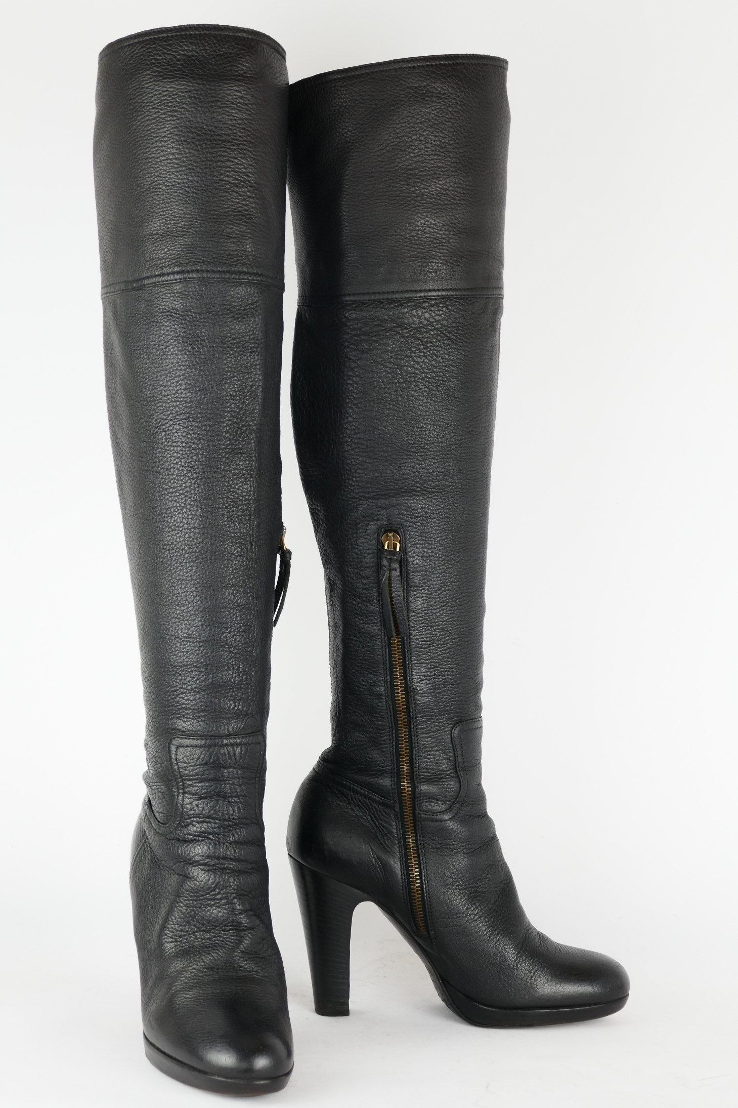 BUUTS MiuMiu Hohe Stiefel Leder schwarz 118046-7