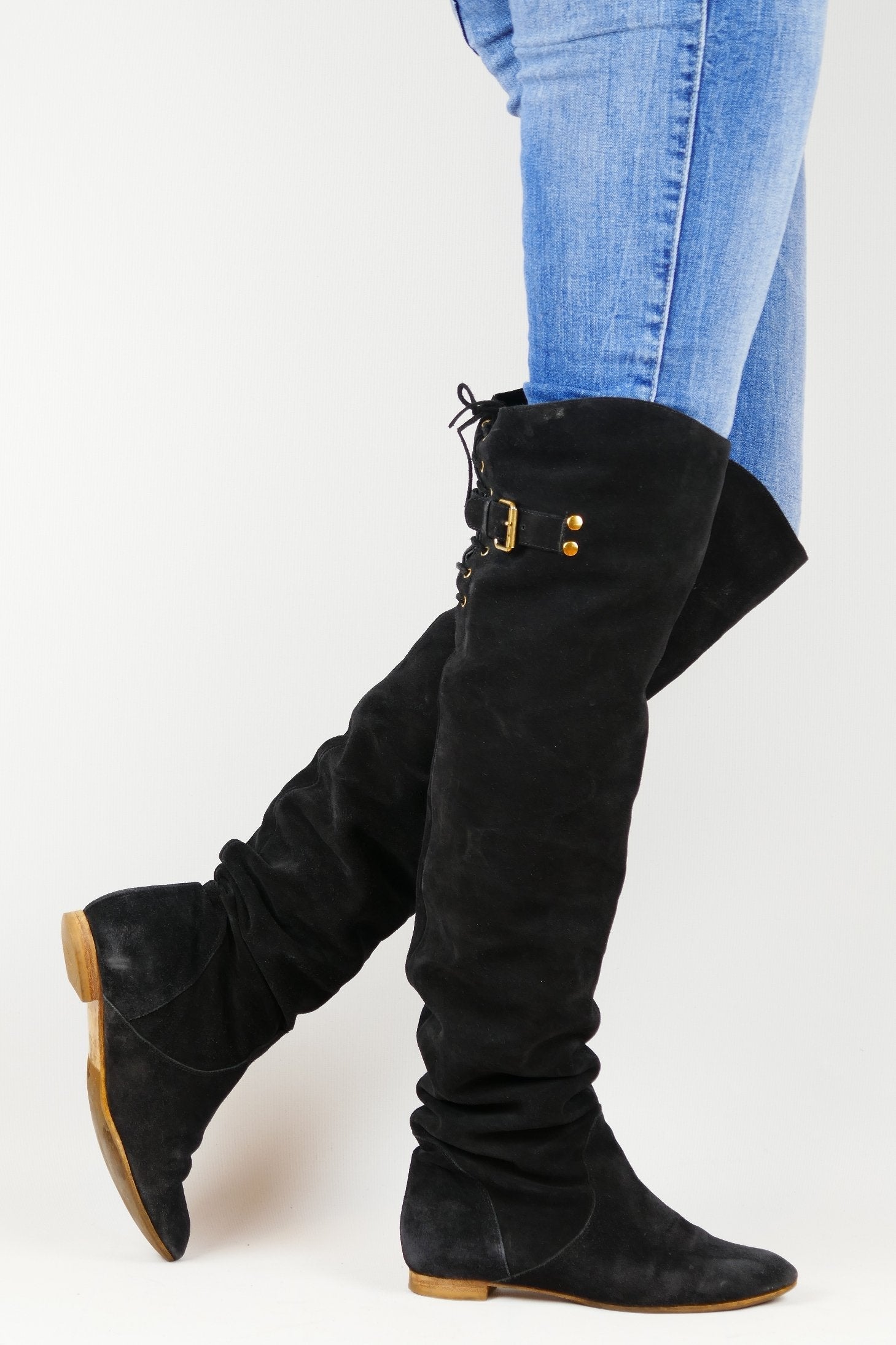 BUUTS Chloé Vintage-Stiefel Wildleder schwarz 118047-12