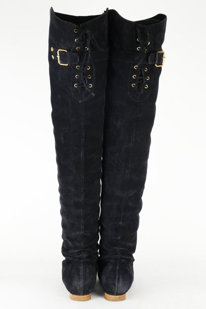 BUUTS Chloé Vintage-Stiefel Wildleder schwarz 118047-5