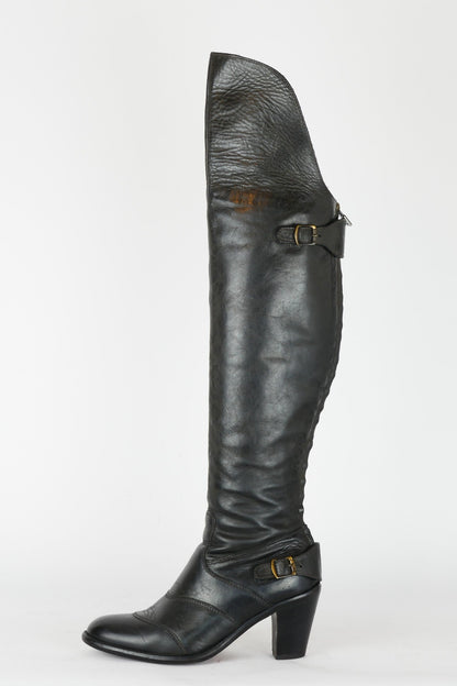 BUUTS Belstaff Overknees Leder schwarz 119011-1