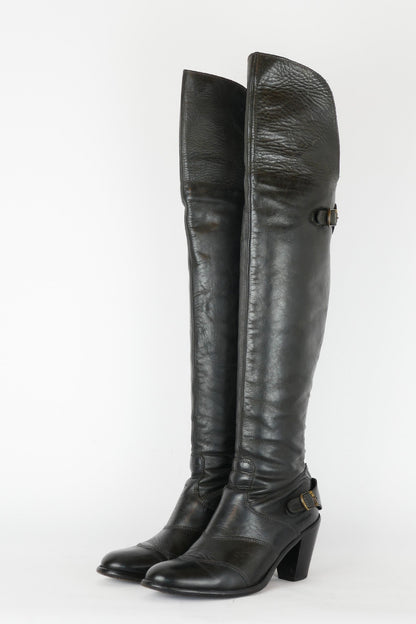 BUUTS Belstaff Overknees Leder schwarz 119011-2