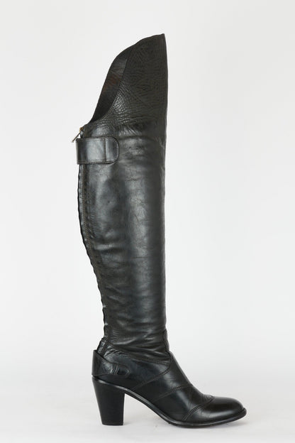 BUUTS Belstaff Overknees Leder schwarz 119011-4