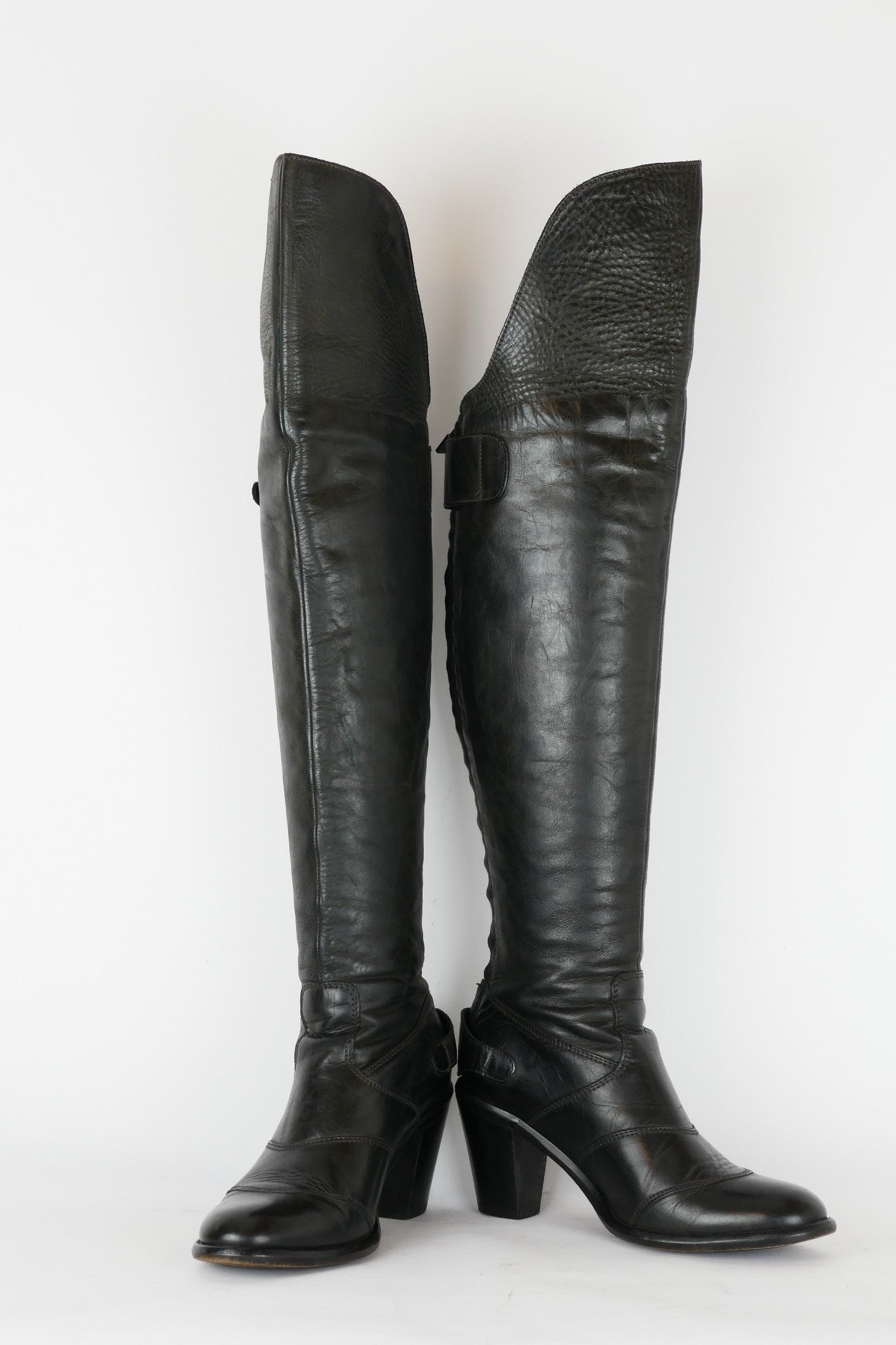 BUUTS Belstaff Overknees Leder schwarz 119011-6