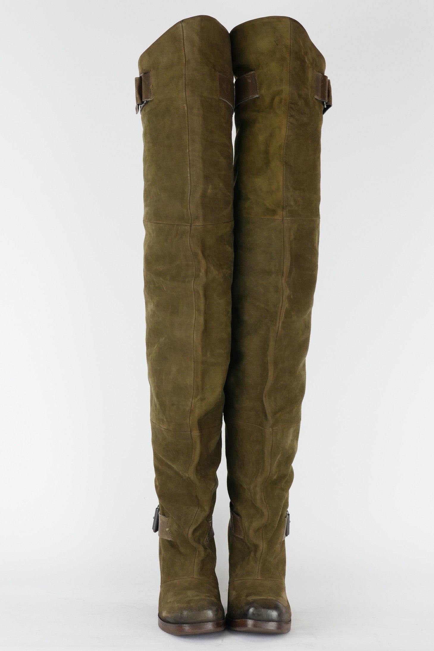 BUUTS Vic Matie Overknees Leder oliv 119015-4