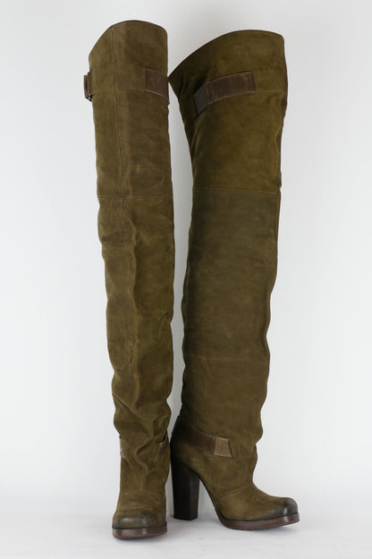 BUUTS Vic Matie Overknees Leder oliv 119015-6