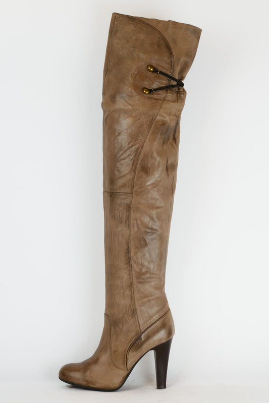 BUUTS Janet&Janet Overknees Leder schlamm 220027-1