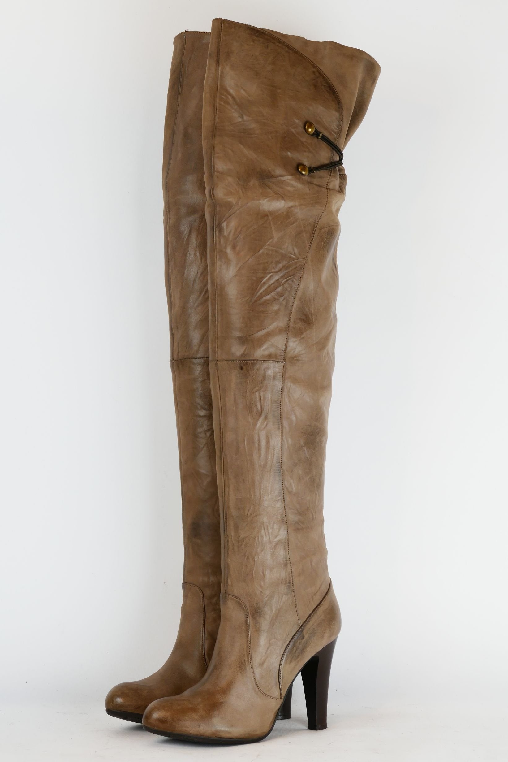 BUUTS Janet&Janet Overknees Leder schlamm 220027-2