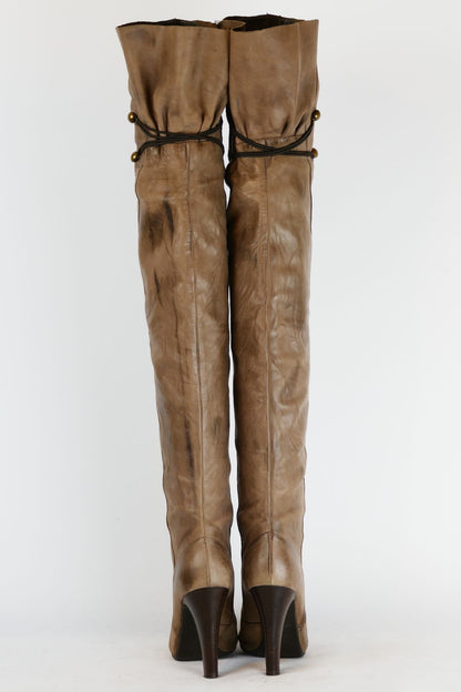 BUUTS Janet&Janet Overknees Leder schlamm 220027-6