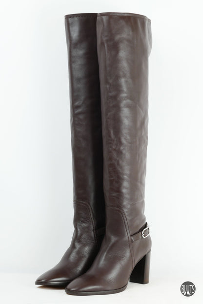 BUUTS Massimo Dutti Overknees Leder dunkelbraun 221009-2