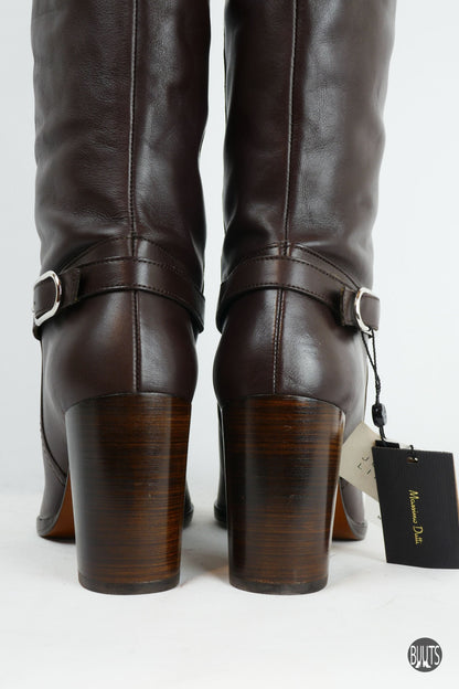BUUTS Massimo Dutti Overknees Leder dunkelbraun 221009-7