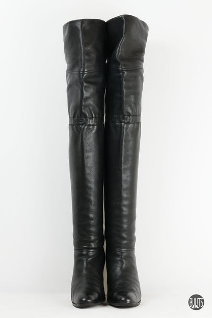 BUUTS Jimmy Choo Overknees Leder schwarz 221019-5
