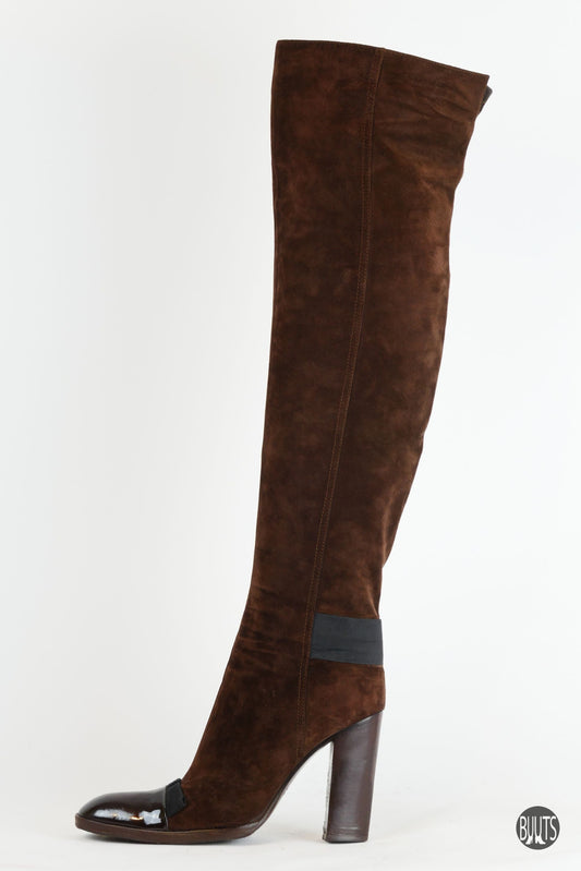 BUUTS Yves Saint Laurent Vintage-Stiefel Wildleder cognac 221042-1