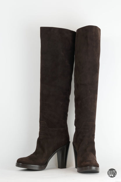 BUUTS Dolce&Gabbana Hohe Stiefel Wildleder dunkelbraun 221055-4