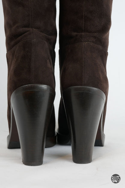 BUUTS Dolce&Gabbana Hohe Stiefel Wildleder dunkelbraun 221055-7