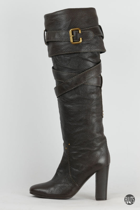 Stiefel Leder dunkelbraun