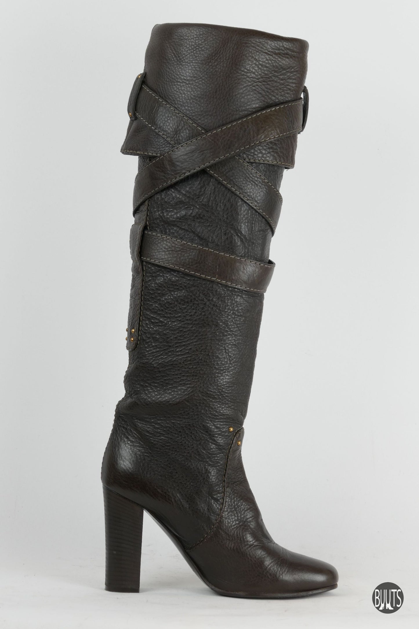 Stiefel Leder dunkelbraun