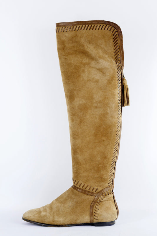 BUUTS Jimmy Choo Overknees Wildleder camel 223009-1