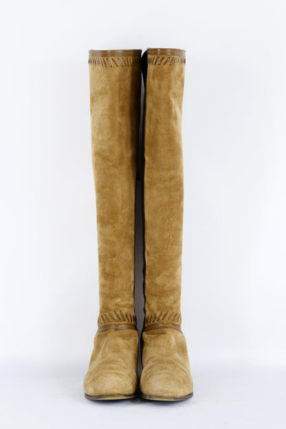 BUUTS Jimmy Choo Overknees Wildleder camel 223009-5