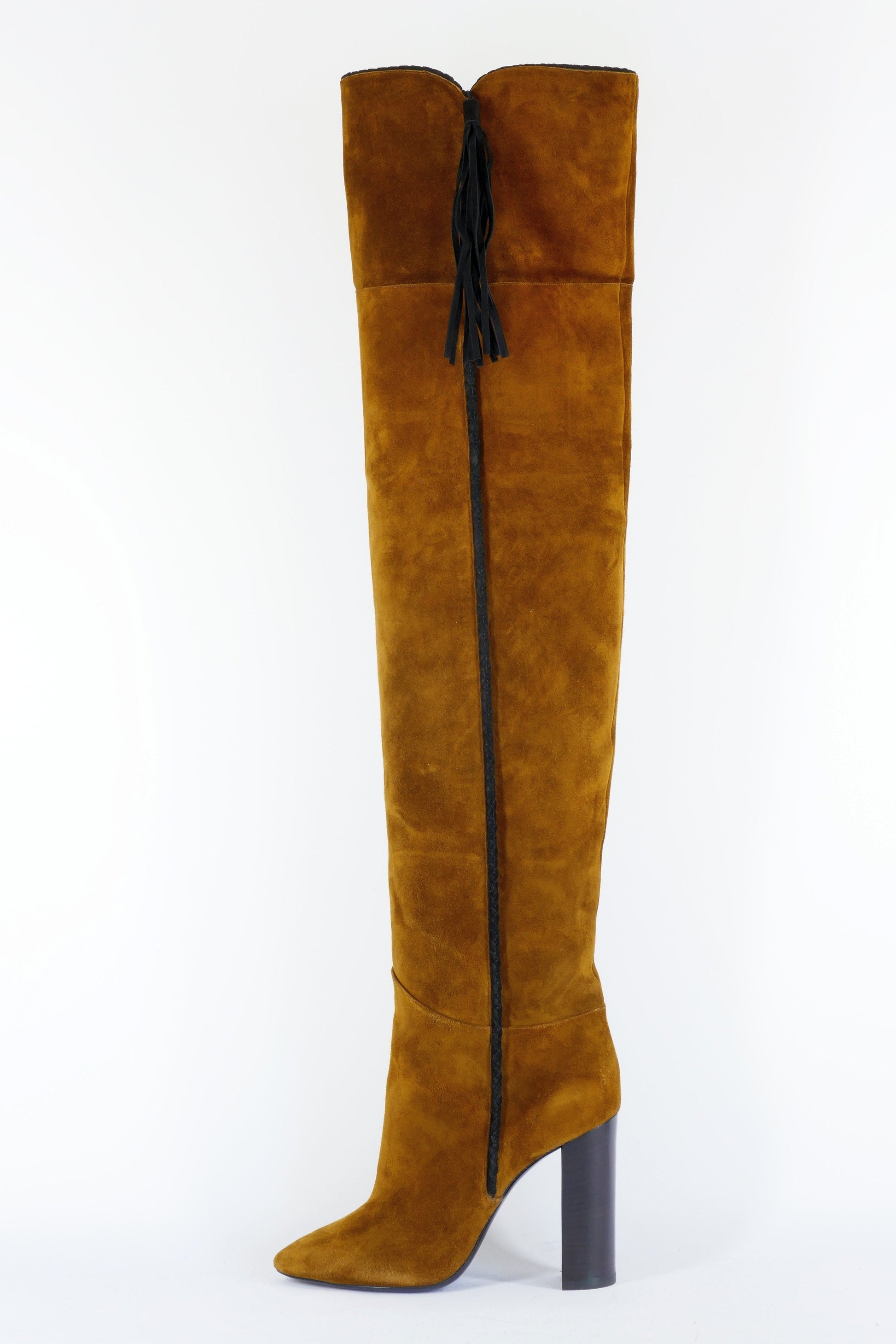 BUUTS Saint Laurent Overknees Wildleder braun-oliv 223010-1