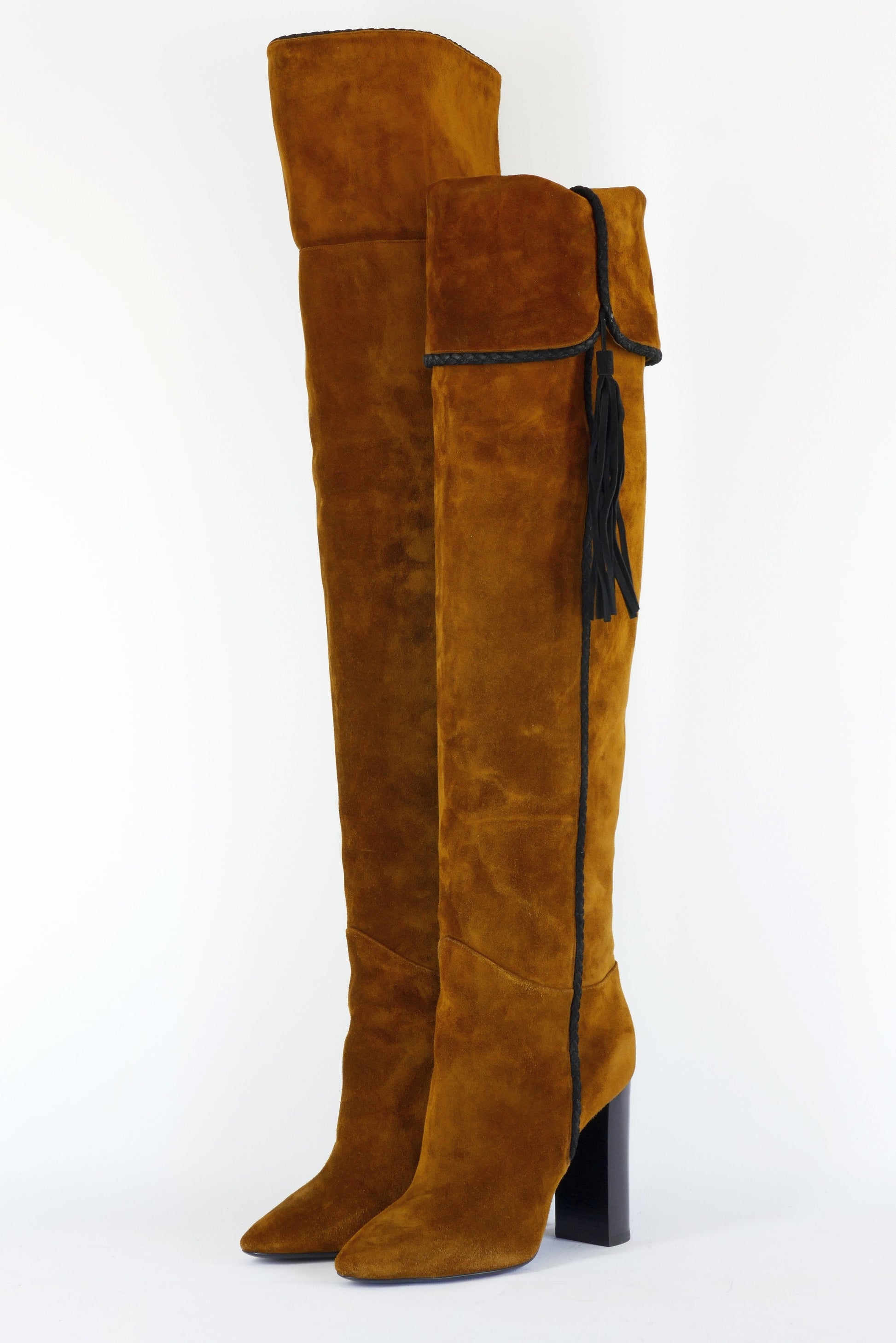 BUUTS Saint Laurent Overknees Wildleder braun-oliv 223010-2