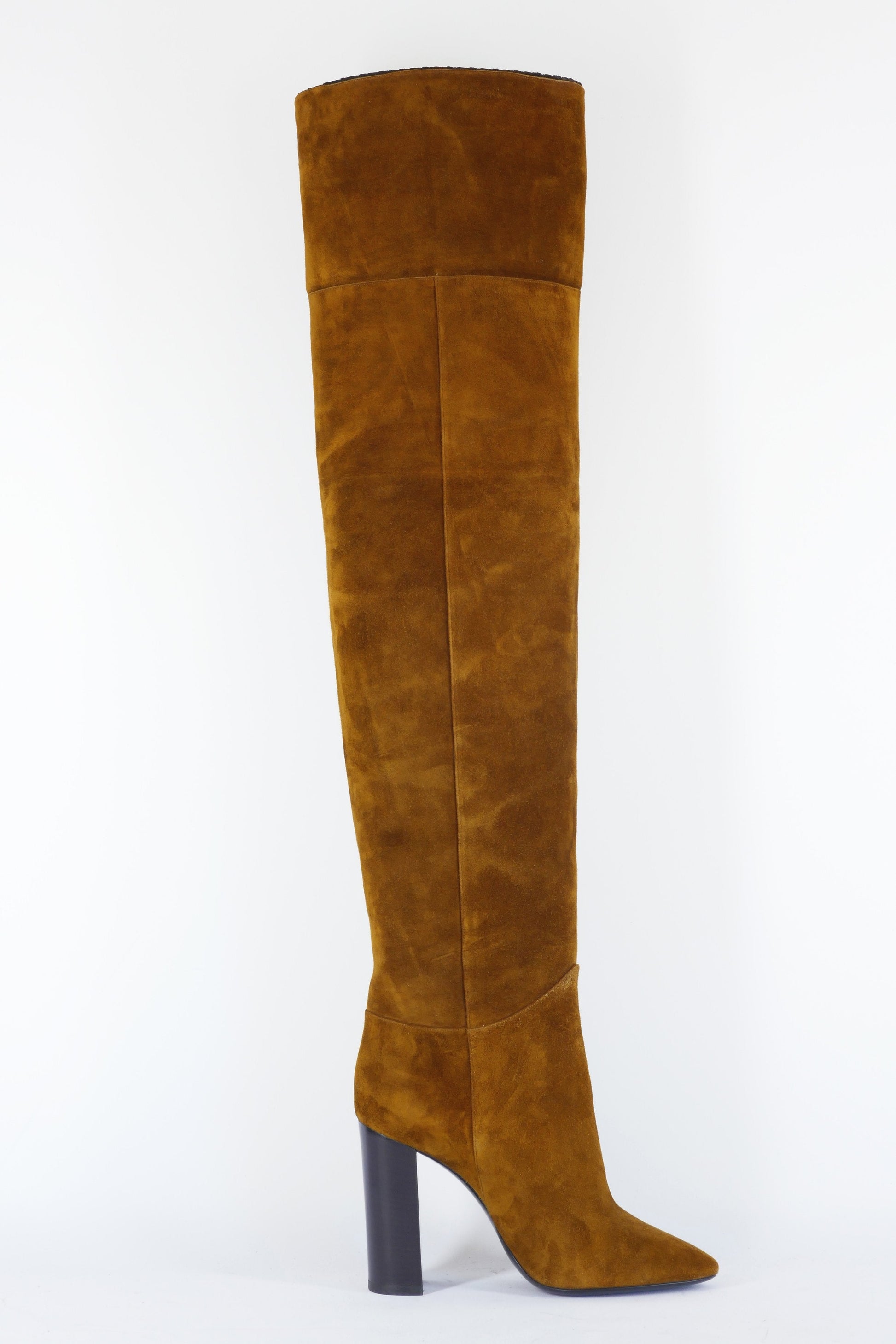 BUUTS Saint Laurent Overknees Wildleder braun-oliv 223010-3