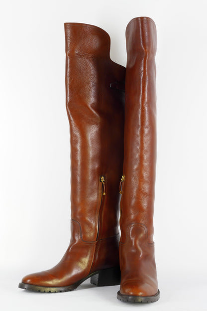 BUUTS Ralph Lauren Collection Hohe Stiefel Leder mittelbraun 223012-4