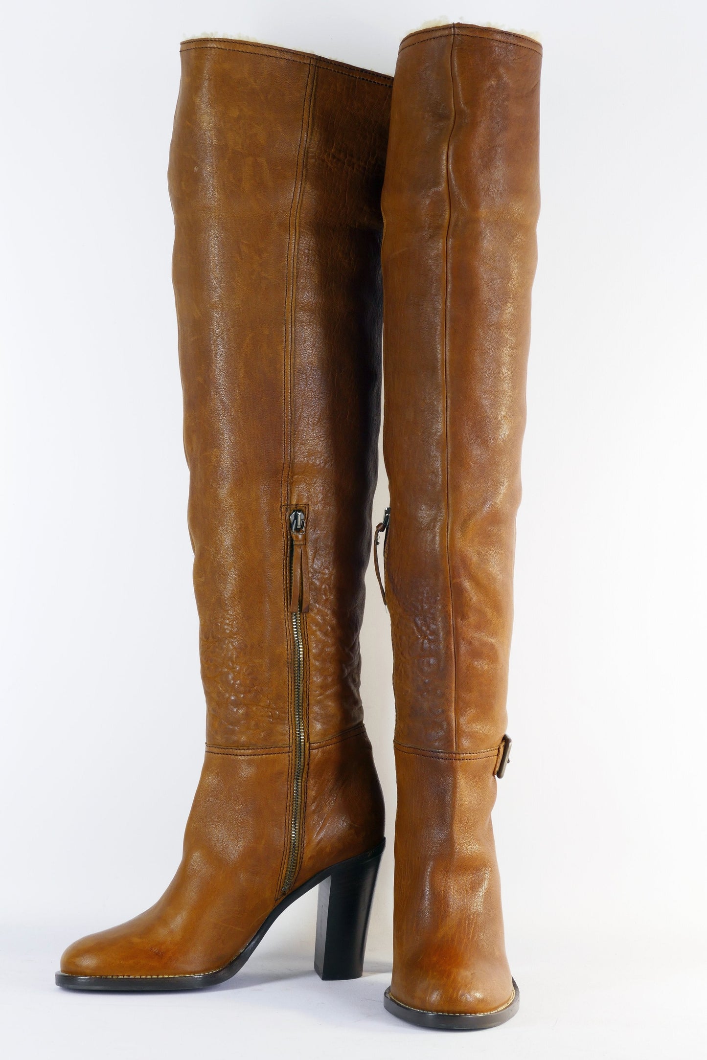 BUUTS MiuMiu Hohe Stiefel Leder cognac 223014-4