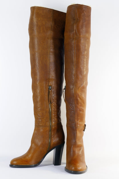 BUUTS MiuMiu Hohe Stiefel Leder cognac 223014-4