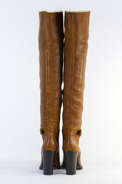 BUUTS MiuMiu Hohe Stiefel Leder cognac 223014-6