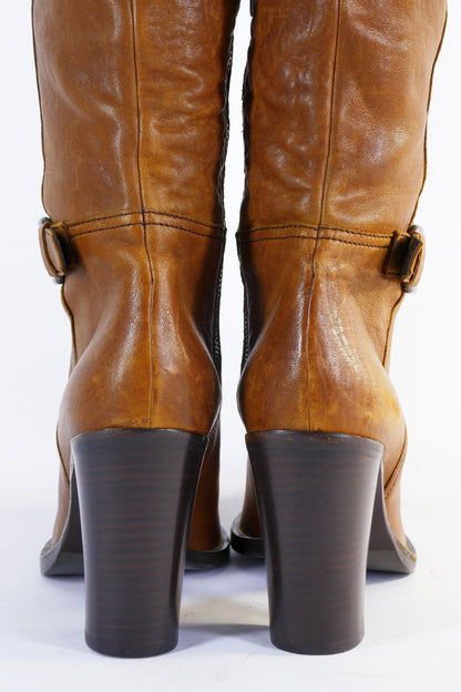 BUUTS MiuMiu Hohe Stiefel Leder cognac 223014-7