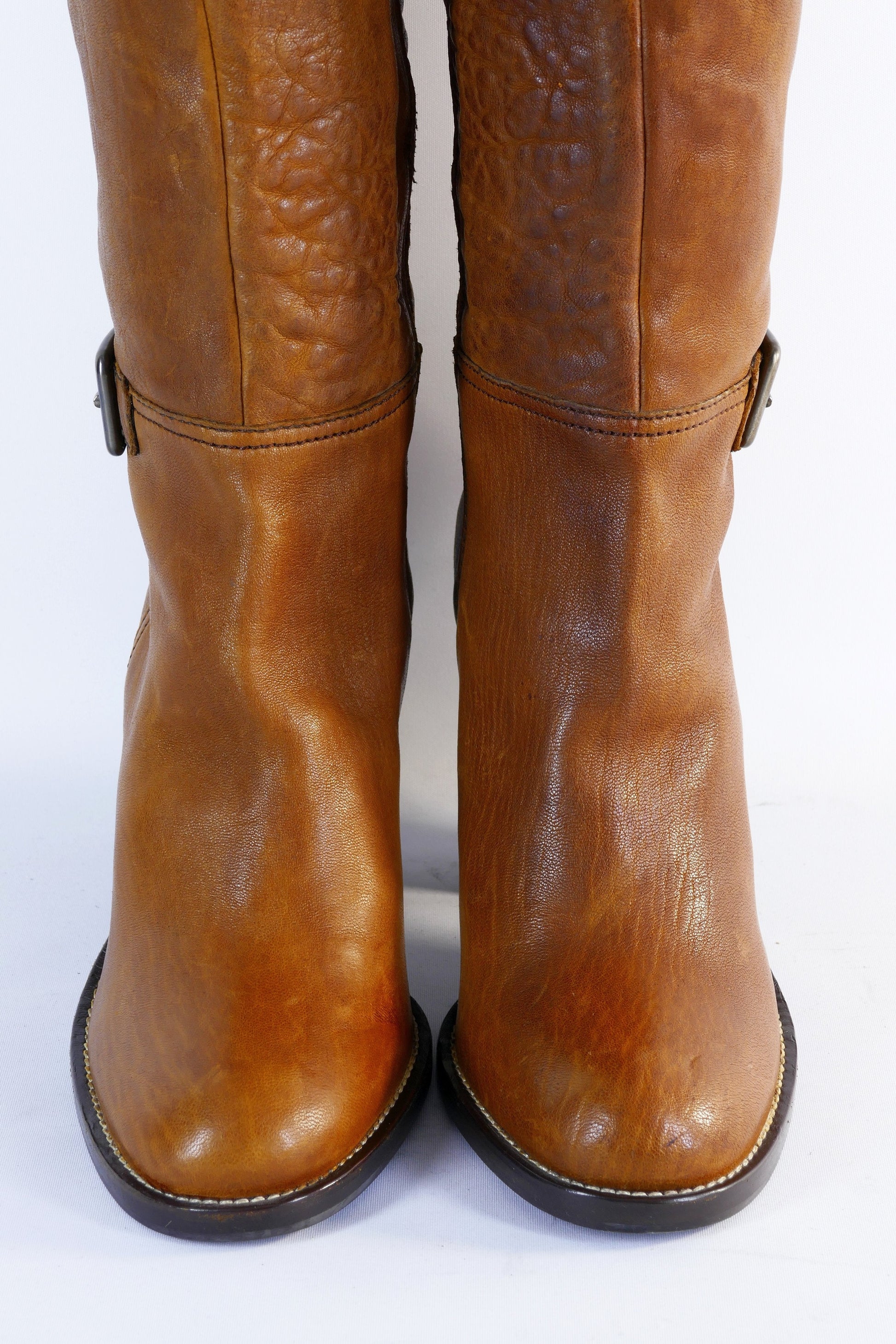 BUUTS MiuMiu Hohe Stiefel Leder cognac 223014-8