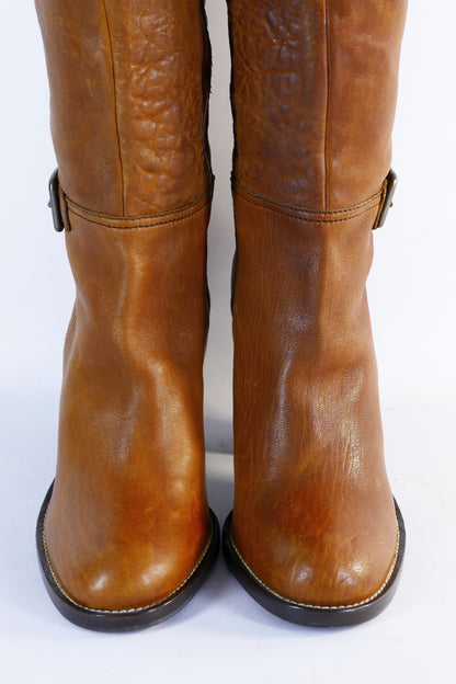 BUUTS MiuMiu Hohe Stiefel Leder cognac 223014-8