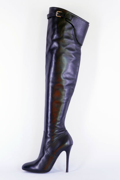 BUUTS Ralph Lauren Collection Overknees Leder schwarz 223015-1