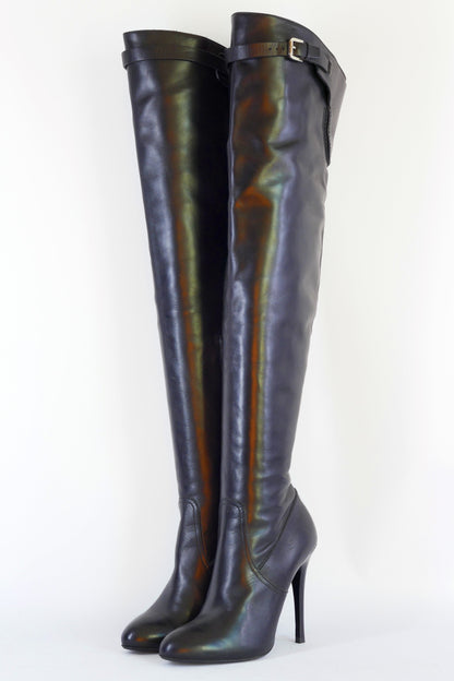 BUUTS Ralph Lauren Collection Overknees Leder schwarz 223015-2