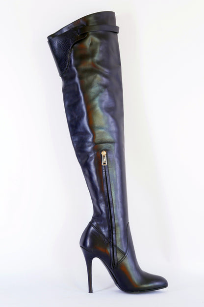 BUUTS Ralph Lauren Collection Overknees Leder schwarz 223015-3