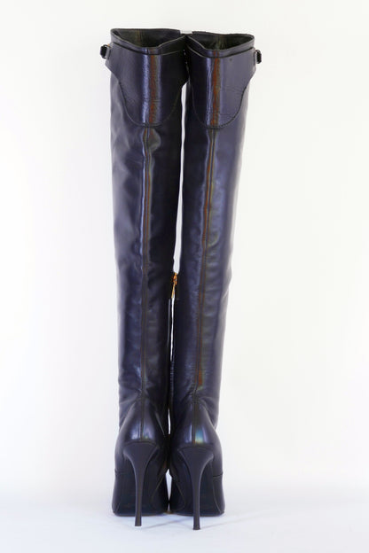 BUUTS Ralph Lauren Collection Overknees Leder schwarz 223015-6