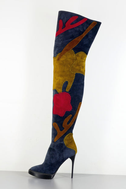 BUUTS Burberry Overknees Wildleder mehrfarbig 223035-1