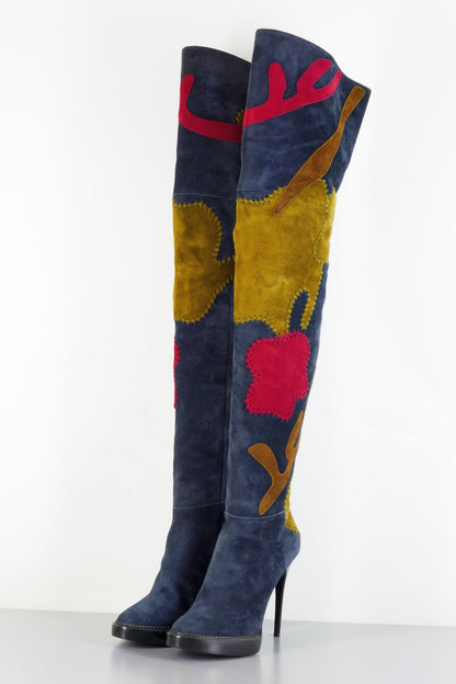 BUUTS Burberry Overknees Wildleder mehrfarbig 223035-2