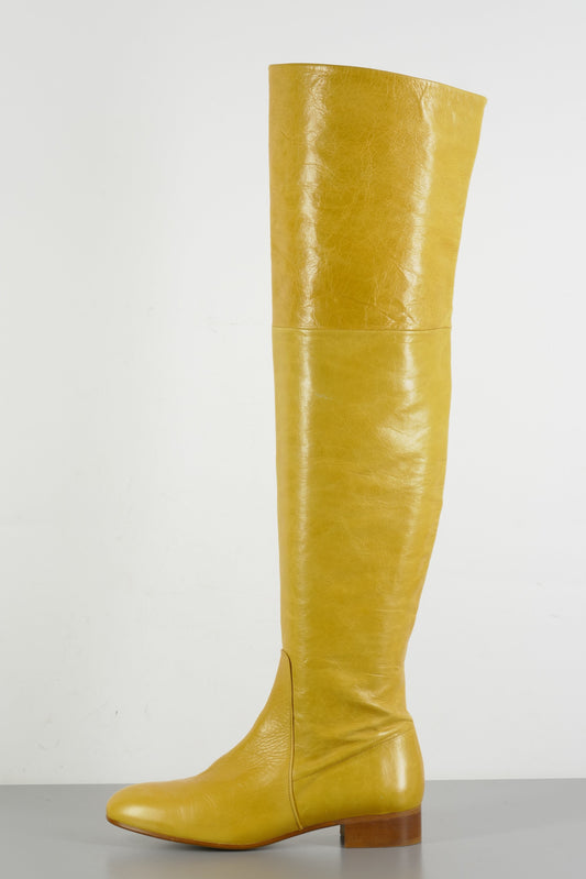 BUUTS Zara Overknees Leder senffarben 223060-1