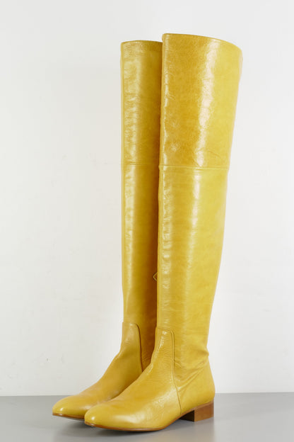 BUUTS Zara Overknees Leder senffarben 223060-3